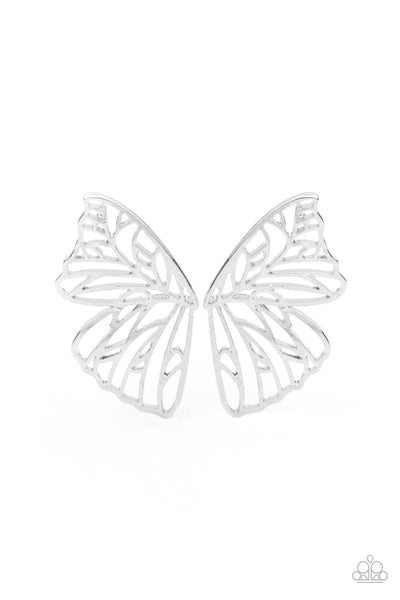 **PREORDER** Paparazzi Earring - Butterfly Frills - Silver Jackets
