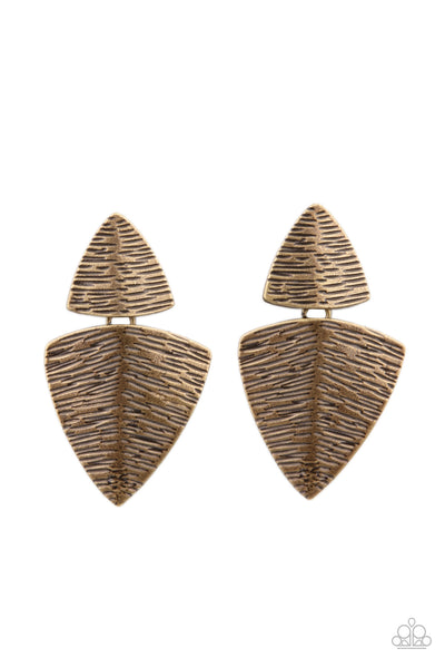 Paparazzi Earring - PRIMAL Factors - Brass