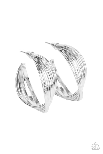 Paparazzi Earring - Curves In All The Right Places - Silver Hoops