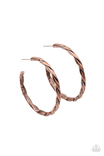 Paparazzi Earring - Dont Get It Twisted - Copper Hoop