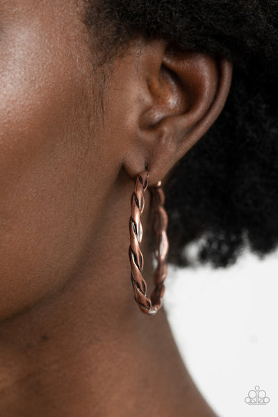 Paparazzi Earring - Dont Get It Twisted - Copper Hoop