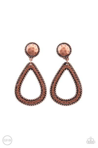 Paparazzi Earring - Beyond The Borders - Copper - Clip-On
