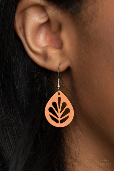 Paparazzi Earring - LEAF Yourself Wide Open - Orange