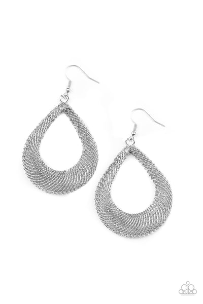 Paparazzi Earring - A Hot MESH - Silver