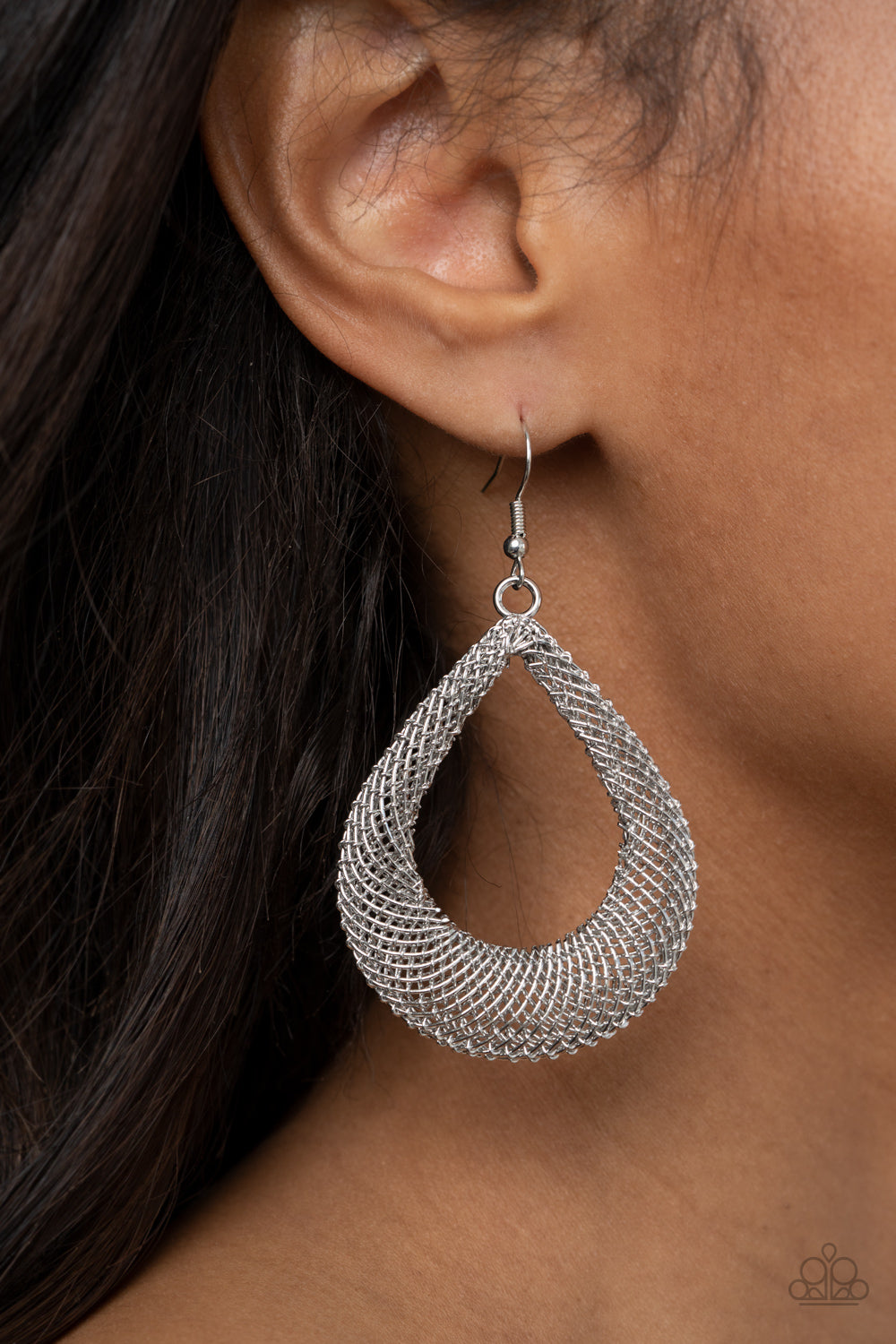 Paparazzi Earring - A Hot MESH - Silver