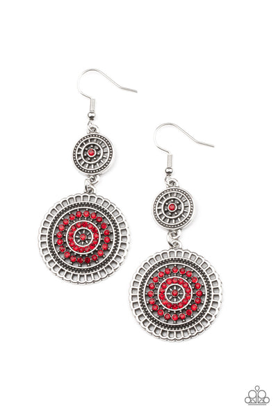 Paparazzi Earring - Bohemian Bedazzle - Red