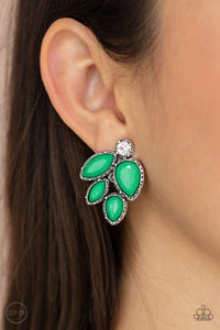 Paparazzi Earring - Fancy Foliage - Green Clip-On