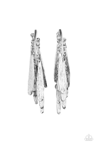 Paparazzi Earring - Pursuing The Plumes - Silver