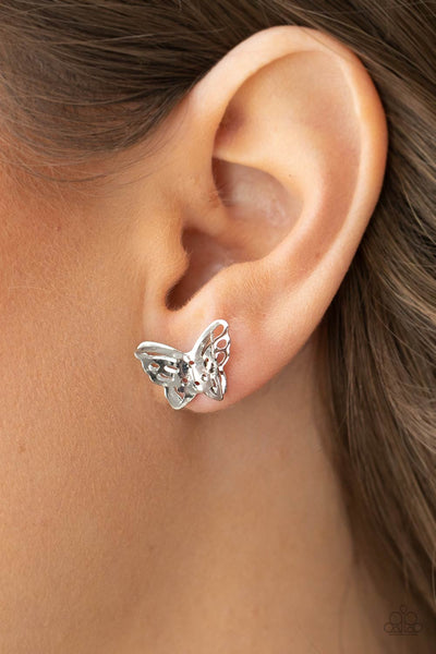 Paparazzi Earring - Flutter Fantasy - Silver