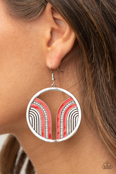 Paparazzi Earring - Delightfully Deco - Red