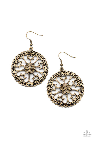 Paparazzi Earring - Floral Fortunes - Brass