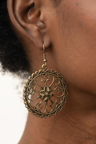 Paparazzi Earring - Floral Fortunes - Brass