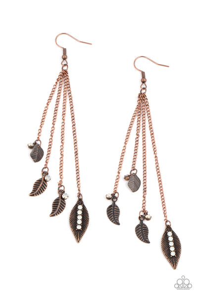 Paparazzi Earring - Chiming Leaflets - Copper