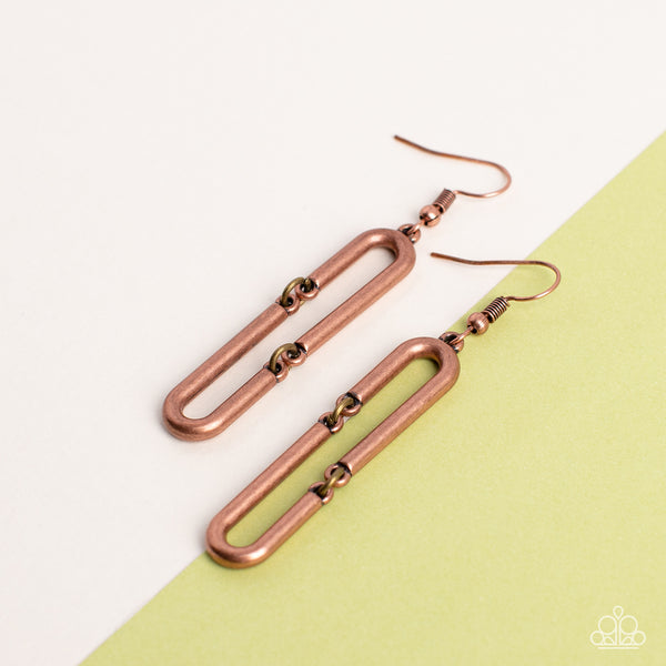Paparazzi Earring - Linked and Synced - Copper
