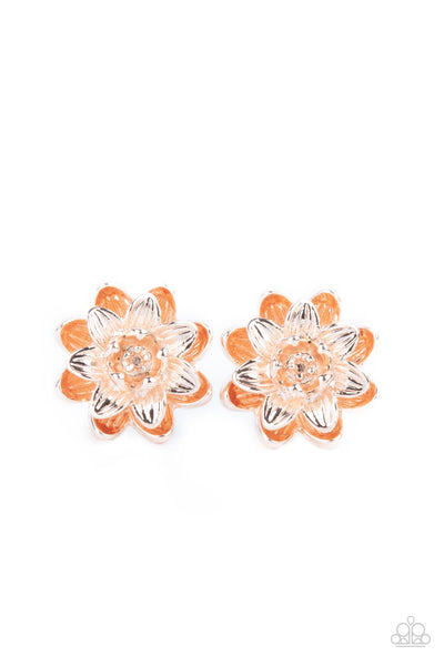 Paparazzi Earring - Water Lily Love - Rose Gold