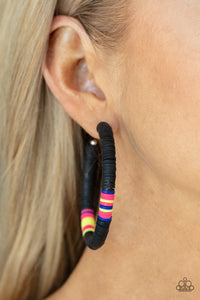Paparazzi Earring - Colorfully Contagious - Black Hoops
