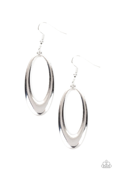 Paparazzi Earring - OVAL The Hill - Silver