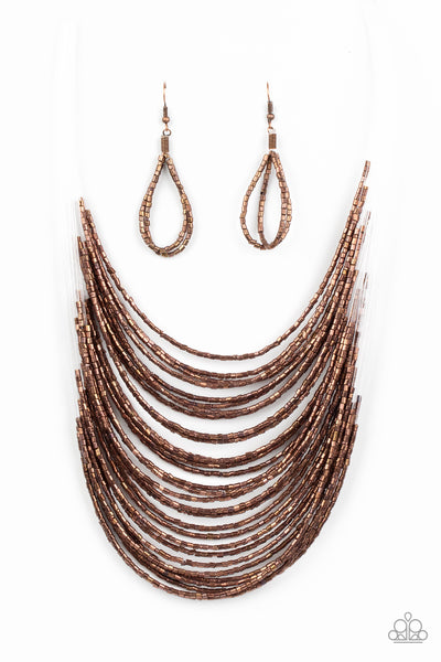 Paparazzi Necklace - Catwalk Queen - Copper Seed Beads