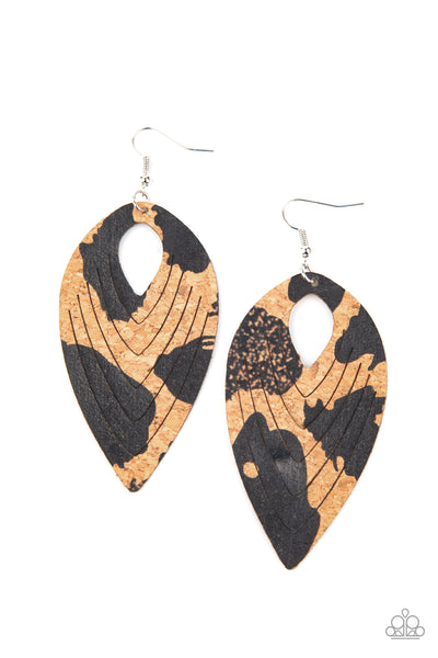 Paparazzi Earring - Cork Cabana - Black