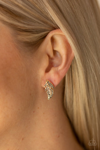 Paparazzi Earring - Feathered Fortune - Gold
