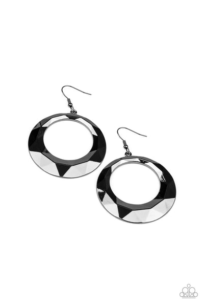 Paparazzi Earring - Fiercely Faceted - Black