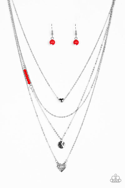 Paparazzi Necklace - Gypsy Hearts - Red