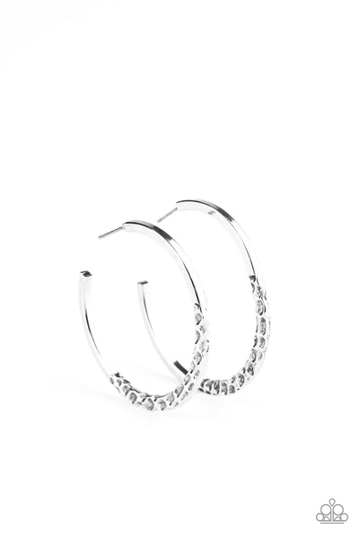 Paparazzi Earring - Imprinted Intensity - Silver Hoop