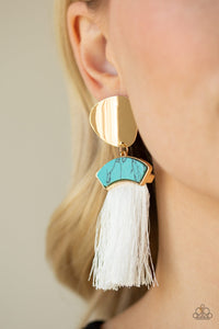 Paparazzi Earrings - Insta Inca - Blue White Gold