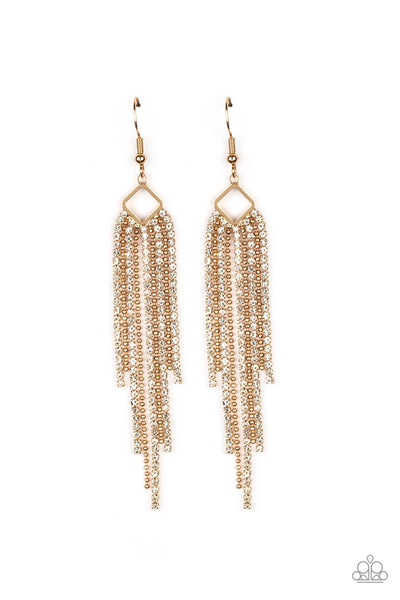 Paparazzi Earrings - Singing In The Reign - Gold