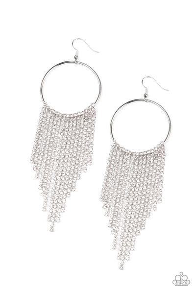 Paparazzi Earring - Streamlined Shimmer - White