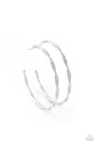 Paparazzi Earring - Totally Throttled - Silver Hoop
