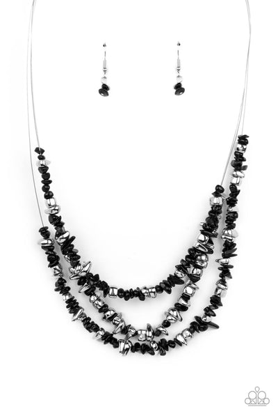 Paparazzi Necklace - Placid Pebbles - Black