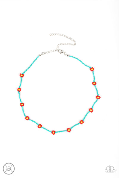 Paparazzi Necklace - Colorfully Flower Child - Blue Choker