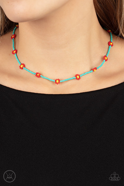 Paparazzi Necklace - Colorfully Flower Child - Blue Choker