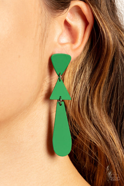 Paparazzi Earring - Retro Redux - Green