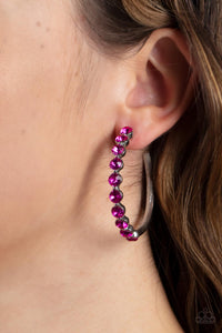 Paparazzi Earring - Photo Finish - Pink Hoops
