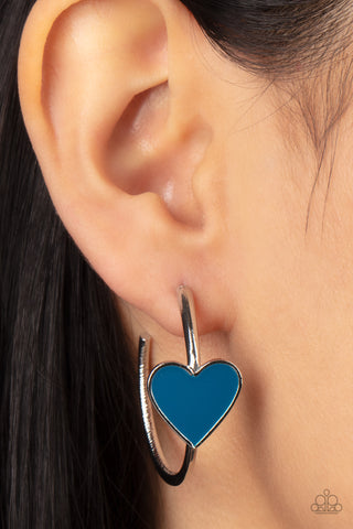 Paparazzi Earring - Kiss Up - Blue Hoops