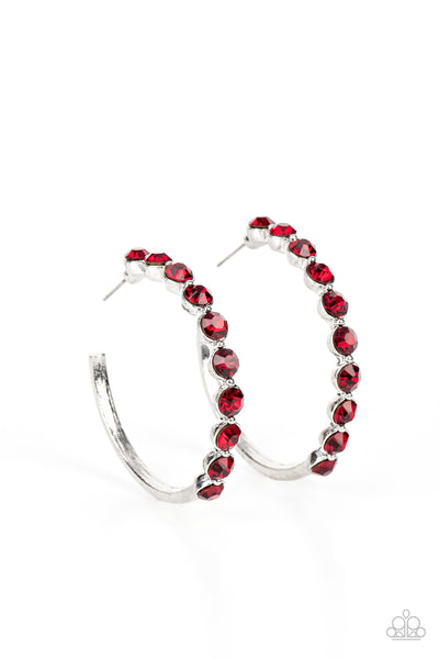 Paparazzi Earring - Photo Finish - Red Hoops