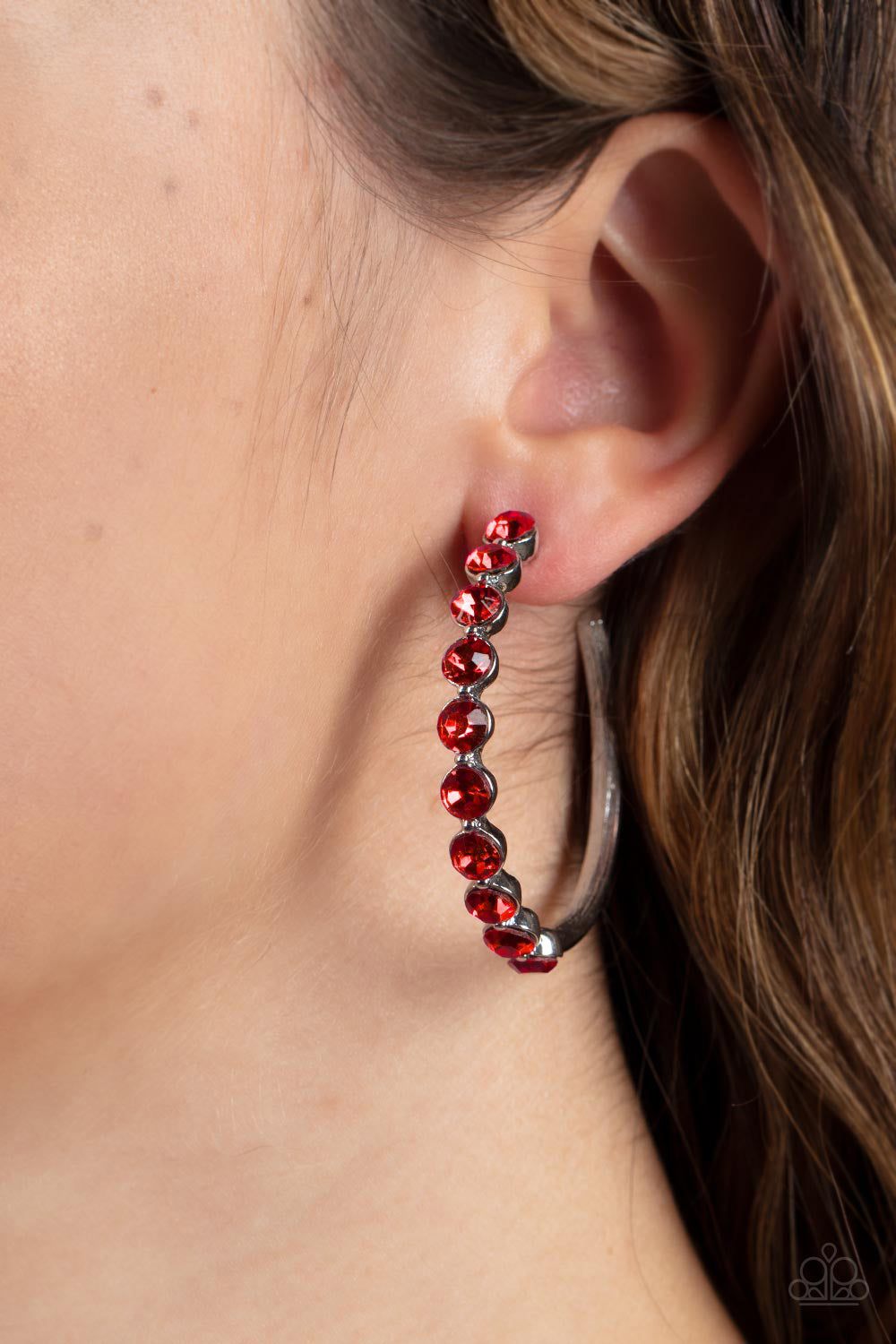 Paparazzi Earring - Photo Finish - Red Hoops