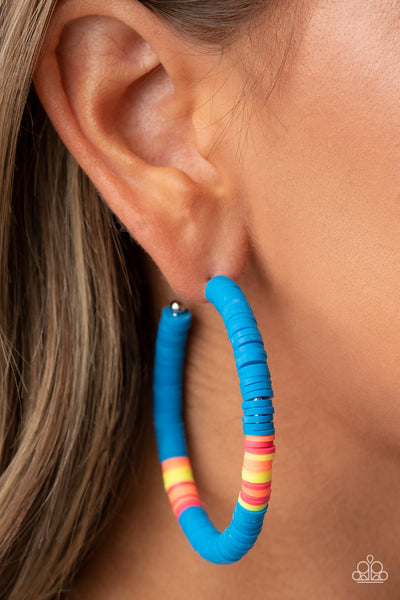 Paparazzi Earring - Colorfully Contagious - Blue Hoop
