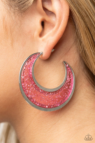 Paparazzi Earring - Charismatically Curvy - Pink Hoops