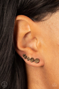 Paparazzi Earring - Its Just a Phase - Brass Crawler