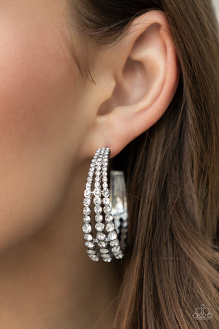 Paparazzi Earring - Cosmopolitan Cool - White Hoops