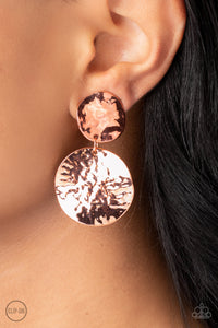 Paparazzi Earring - Rush Hour - Copper Clip-On