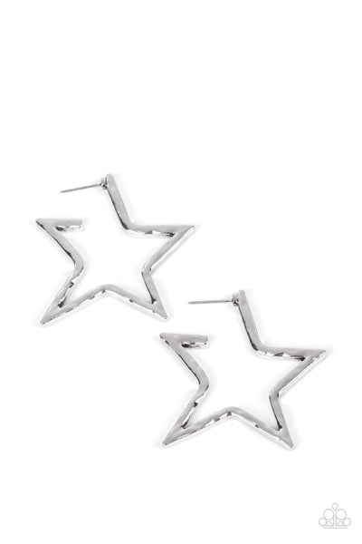 Paparazzi Earring - All-Star Attitude - Silver Hoops