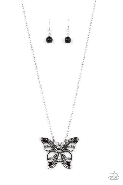 Paparazzi Necklace - Badlands Butterfly - Black