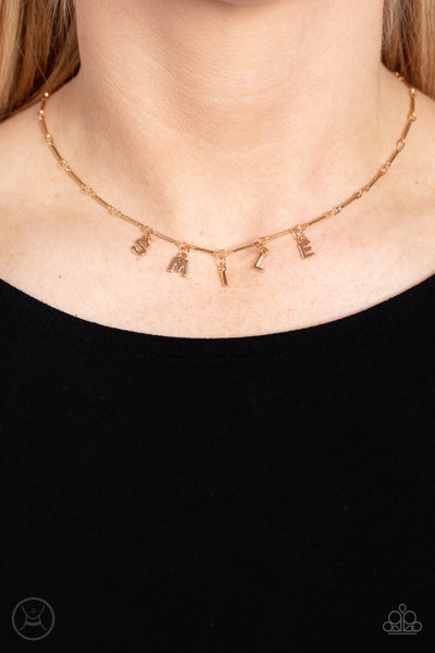 Paparazzi Necklace - Say My Name - Gold Choker