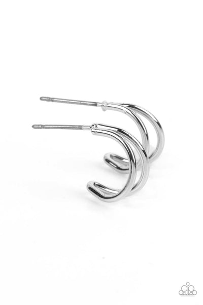 Paparazzi Earring - Charming Crescents - Silver Hoops