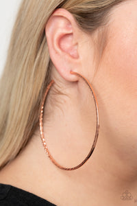 Paparazzi Earring - Diamondback Diva - Copper Hoop