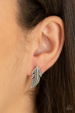 Paparazzi Earring - Feathered Fortune - Silver